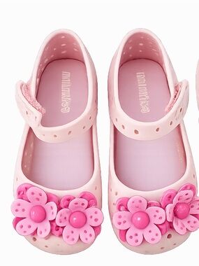 Mini Melissa Pink Floral Jelly Mary Jane Shoes